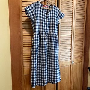 Pyne & Smith linen navy gingham check dress
